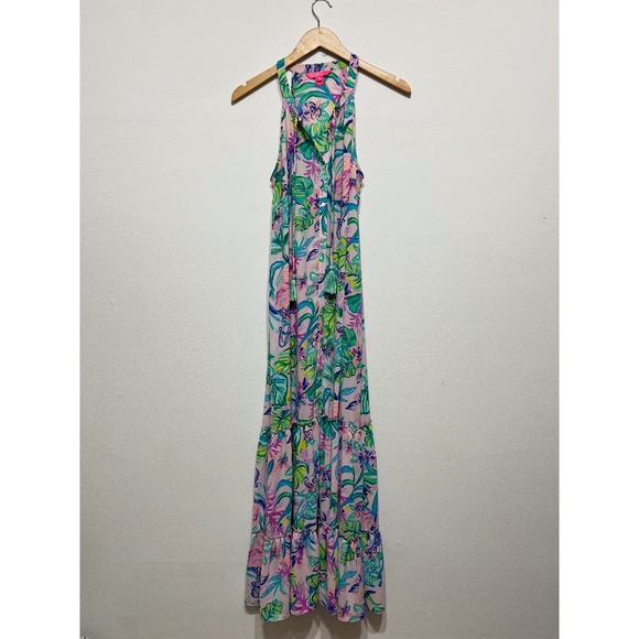 Lilly Pulitzer Luliana Maxi Dress In Amethyst Tint Mermaid In The Shade Chiffon - Picture 1 of 4